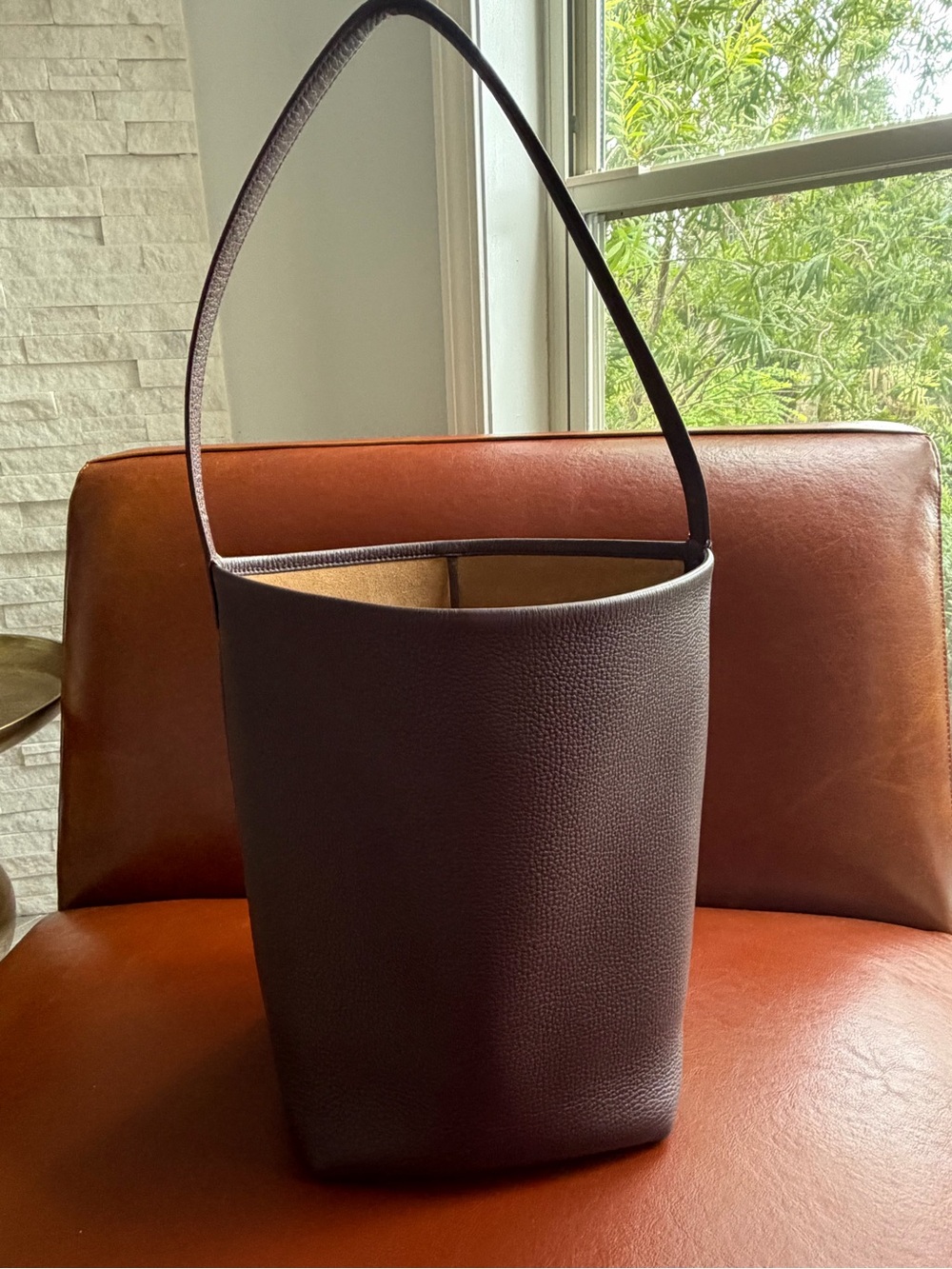 THE ROW Grained Calfskin Medium N/S Park Tote Acajou